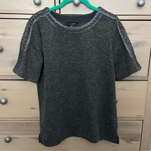 Banana Republic Crewneck Sweater Top with Metallic Braided Trim Size M
